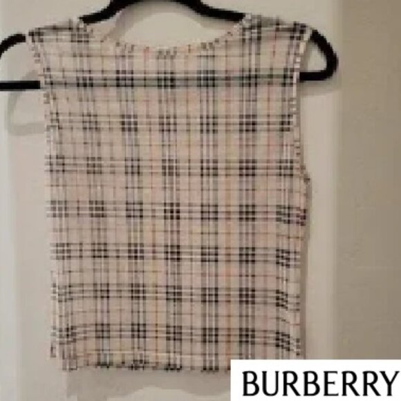Burberry Tops - BURBERRY LONDON Vintage Nova Check Sheer Cropped Tank Top - Size: S